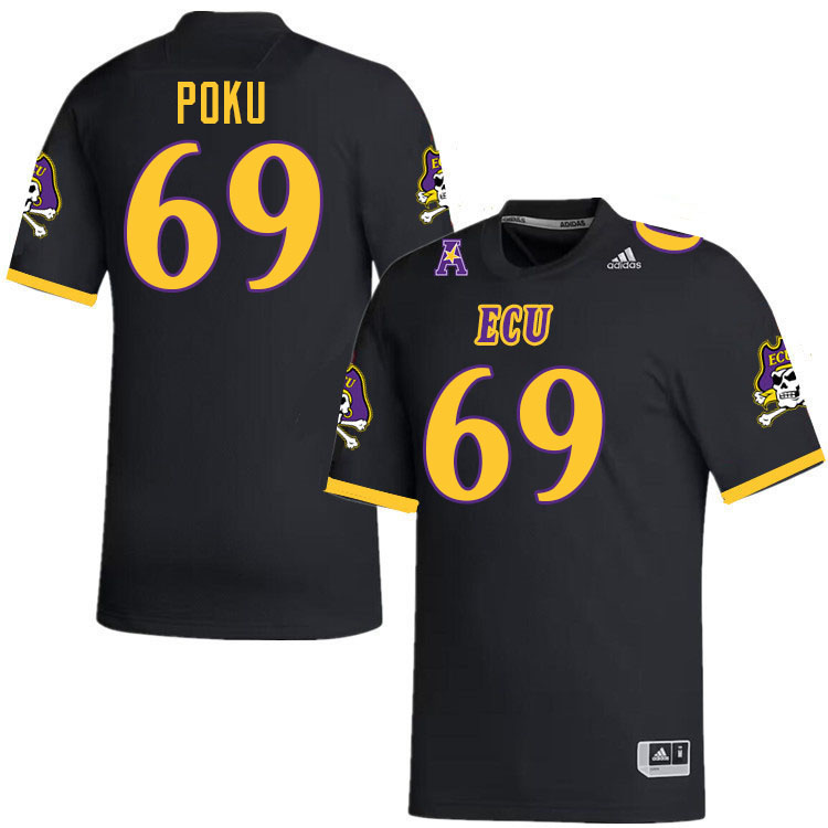 #69 Emmanuel Poku East Carolina Pirates College Football Jersey Stitched-Black #69 Emmanuel Poku East Carolina Pirates College Football Jersey Stitched-Black